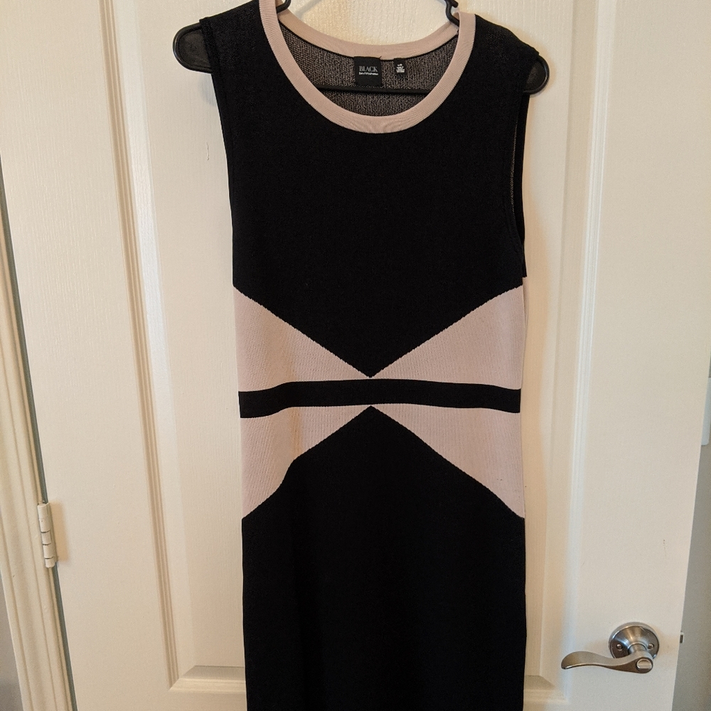 Saks 5th Ave sleeveless black and tan knit dress